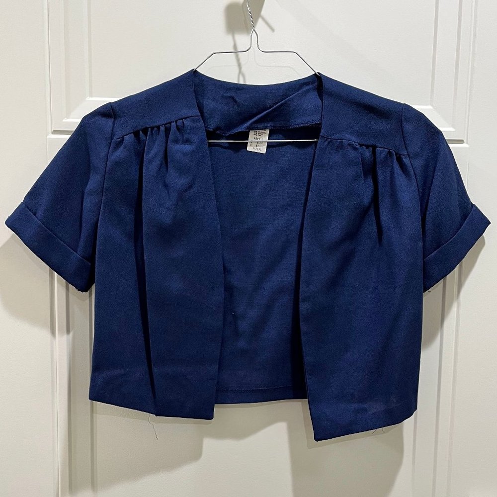 Vintage Cropped Short Sleeved Navy Blue Jacket